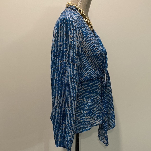 Kasper Teal Bow Tie Long Sleeve Blouse 10 - Picture 8 of 16